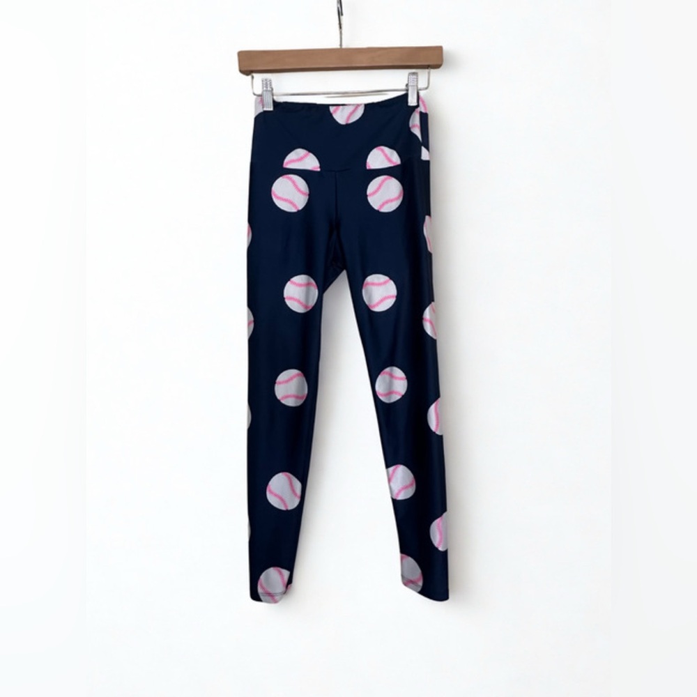 Goldsheep Navy Leggings with Baseball Print
